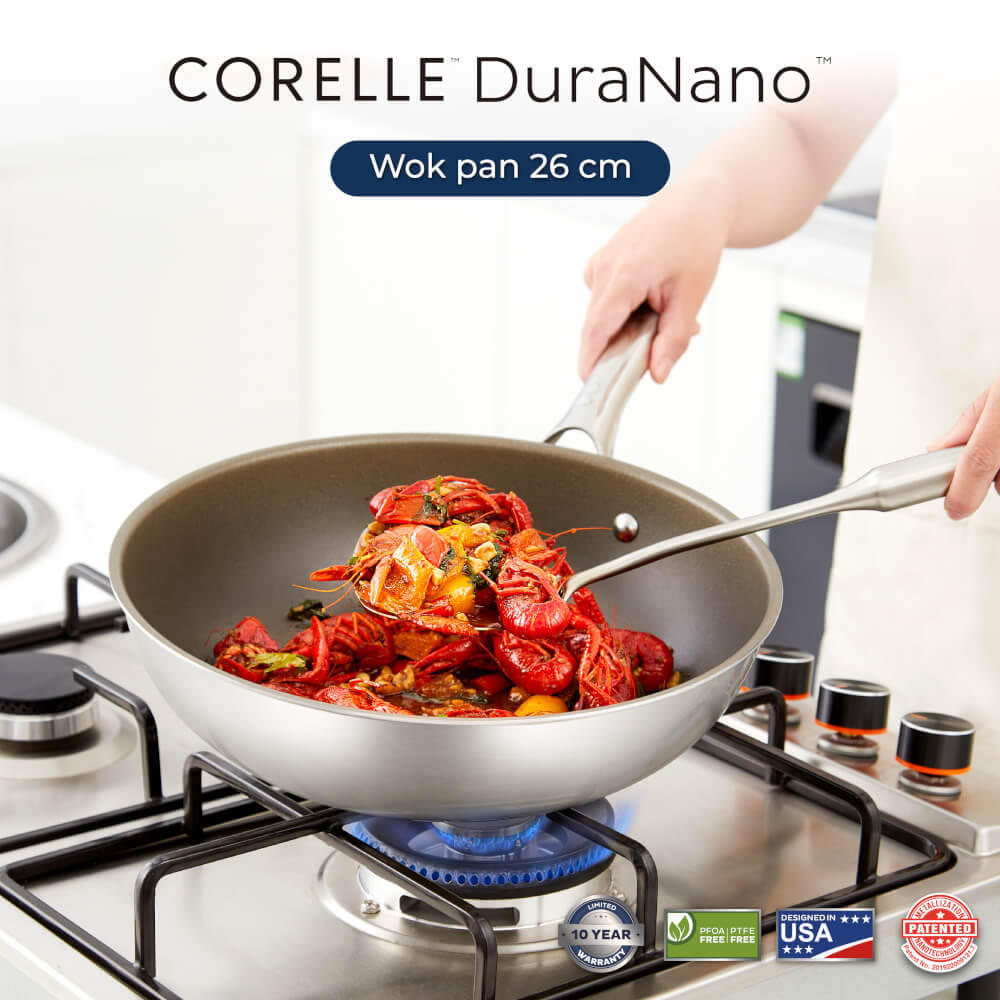 กระทะลึก 26 ซม. NON-STICK ไร้การเคลือบ CORELLE DURANANO สีเงิน_3